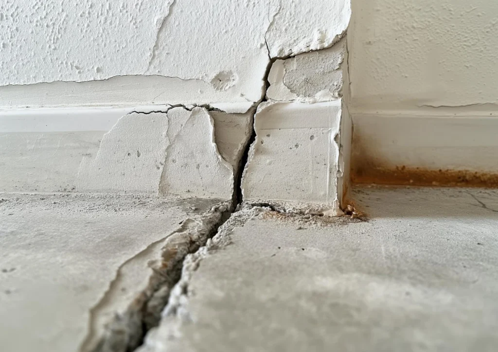 Fissure de fondation nécessitant une inspection par un ingénieur