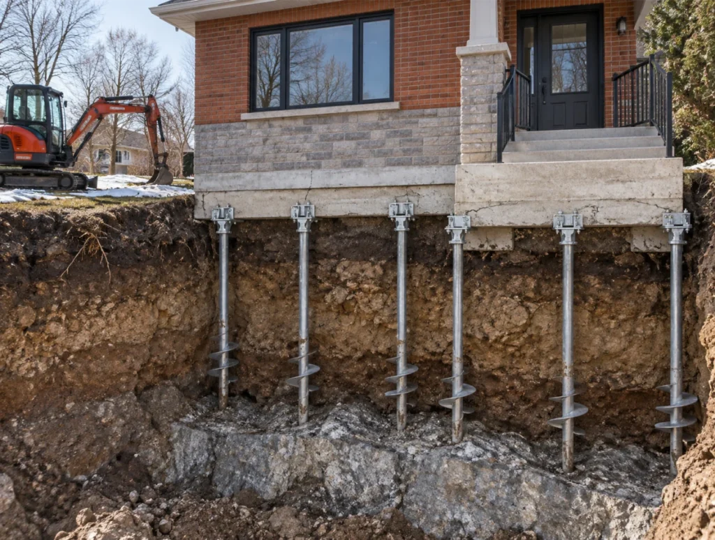 Stabilisation de fondation par pieux sur un chantier