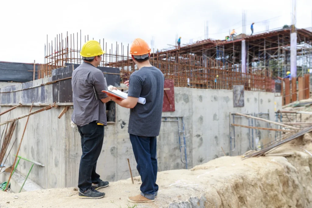rajout d'étage sur une maison en chantier avec structure en construction