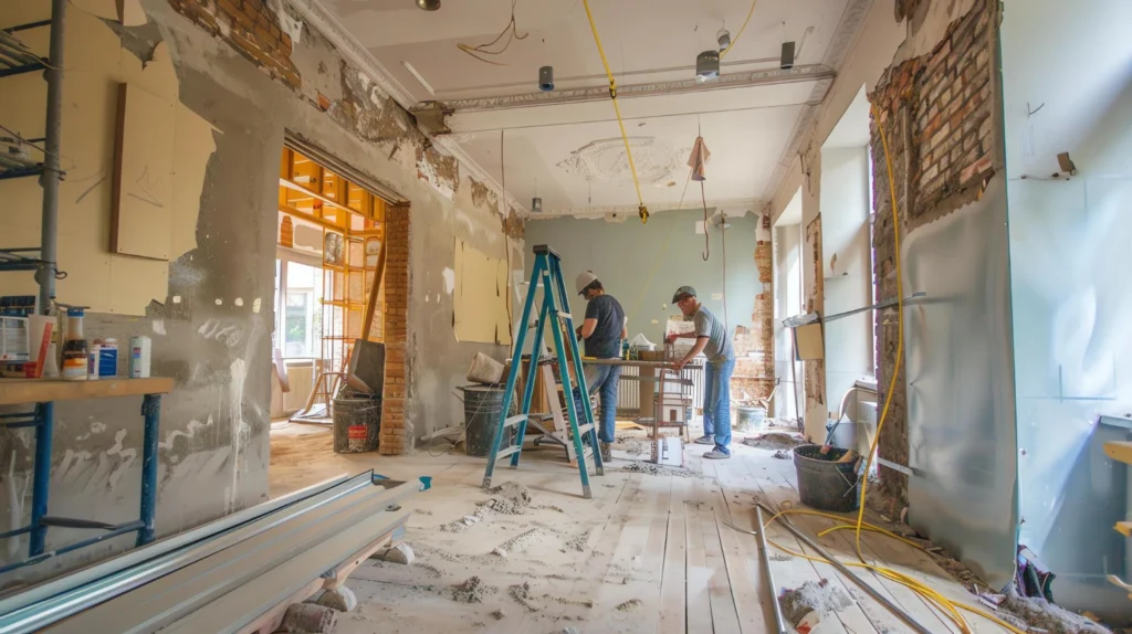 Travaux de rénovation avant d’enlever un mur porteur
